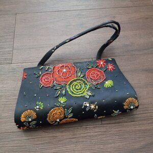 Black Floral Purse